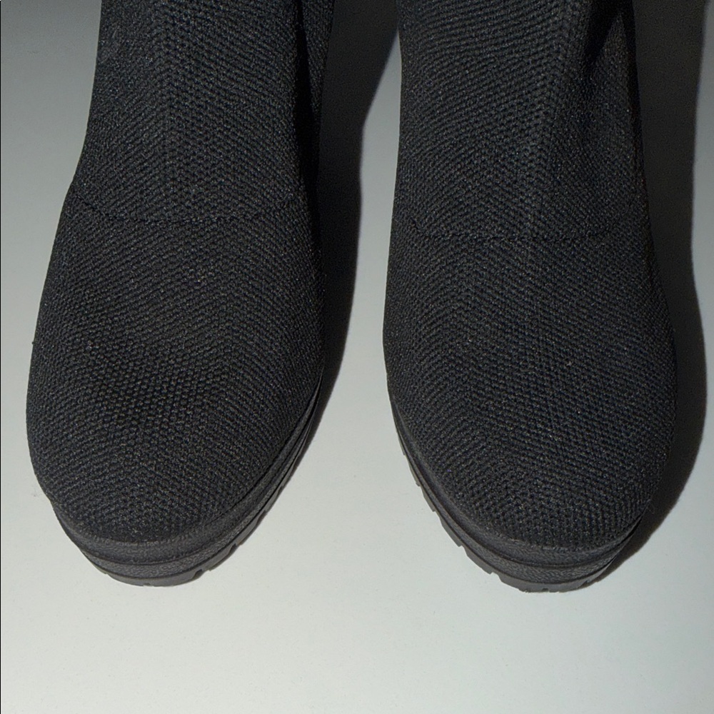 DKNY Black Knit Sock Booties with White Logo Cuff - Picture 8 of 10